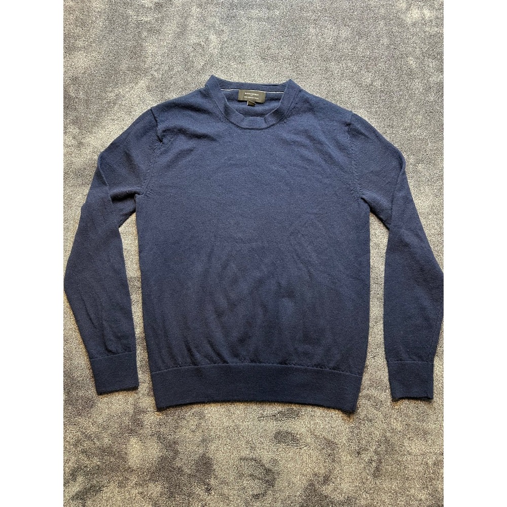 Banana Republic Mens Small Navy Blue 100% Merino Wool Crewneck Sweater - 248